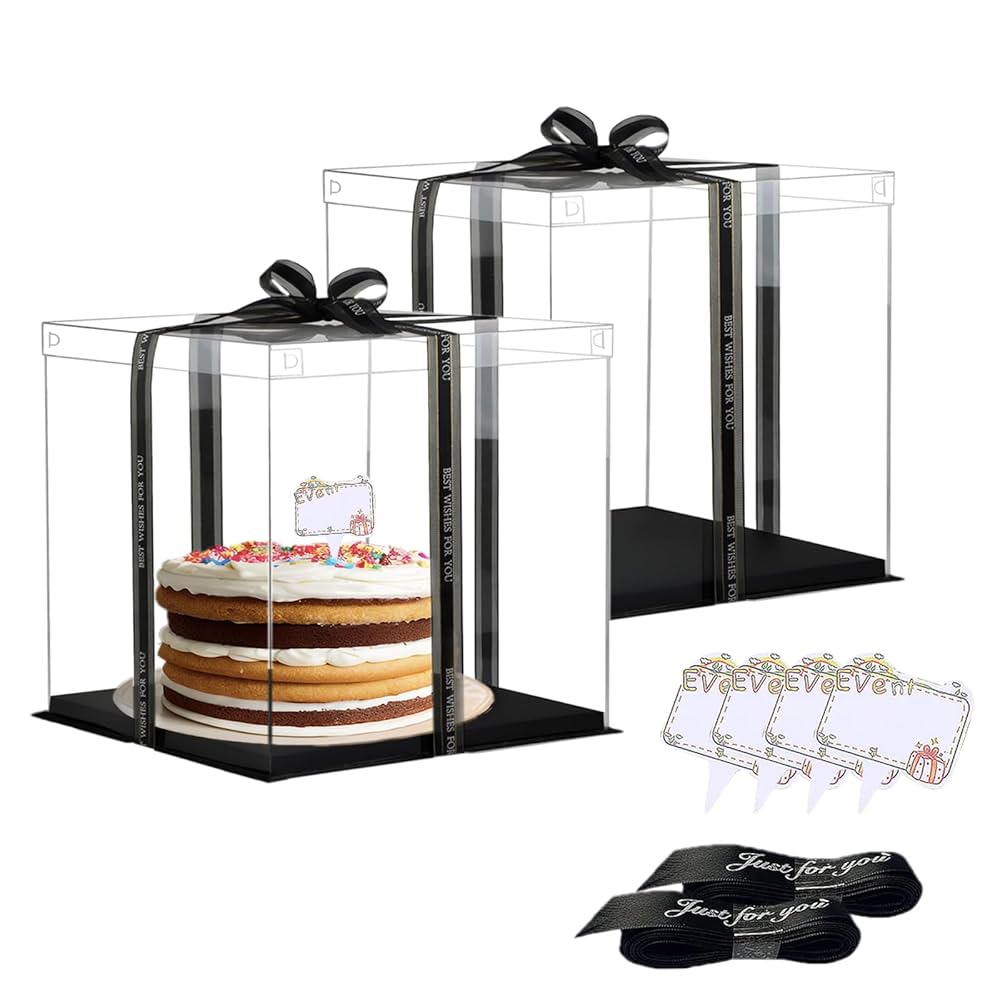 LA BOÎTE À GÂTEAUX Vebetter 2Pcs Boite a Gateau Transparente Boite Layer Cake